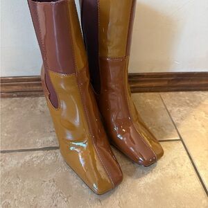 Brown Patent Leather Women's Boots